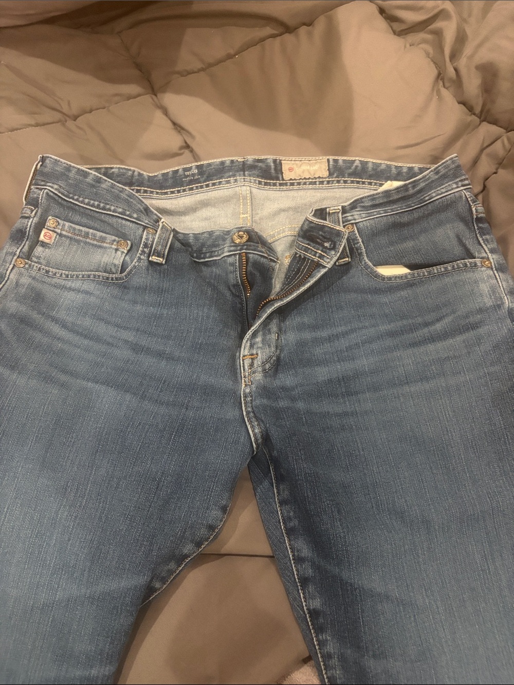 Ag Adriano Goldschmied Slim Straight Jeans in Blue Wash